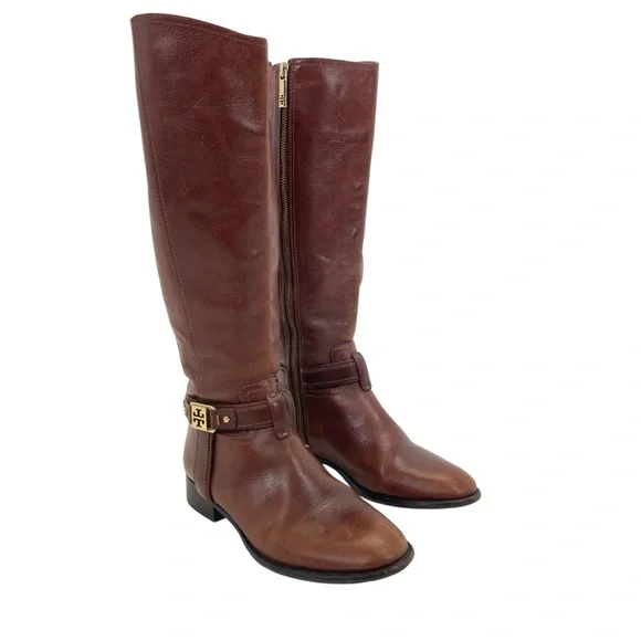 Tory Burch Alessandra Tall Riding Boots 7 Brown - Picture 3 of 16
